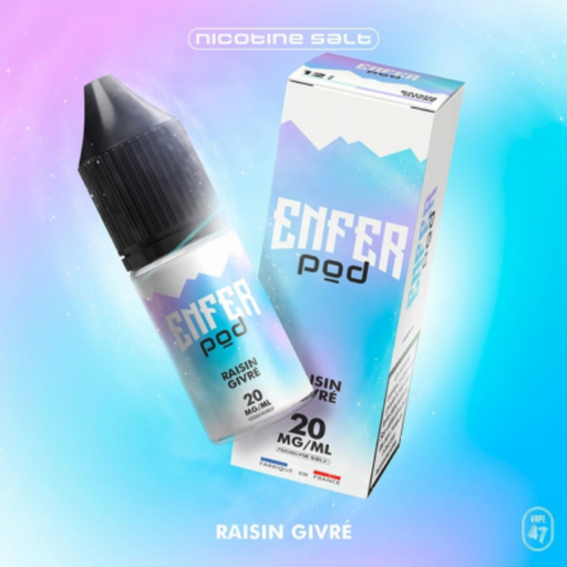 E-liquide sel raisin givré de chez Enfer pod vape 47.